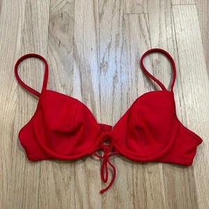 Vintage Underwire Red Lace Front Bra look Bikini Top M